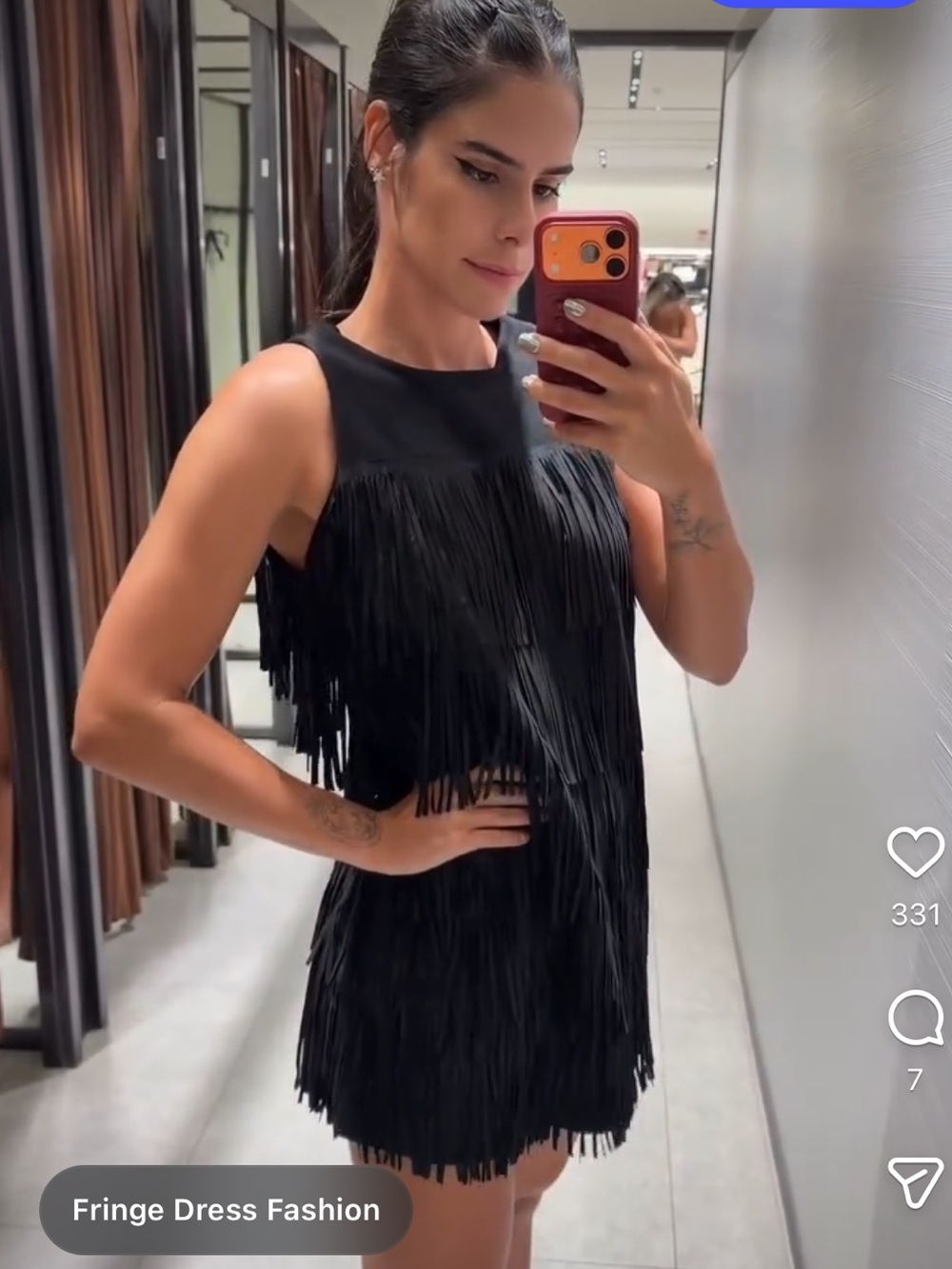 Zara Black Fringe Mini Dress